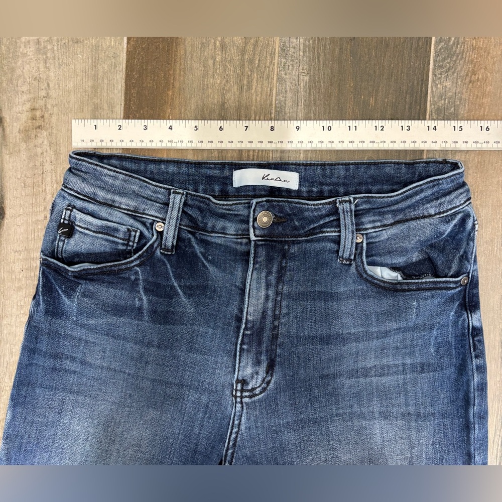 KanCan Treasure High Rise Flare Jeans Medium Wash Striped Size 15/31 - Picture 8 of 13